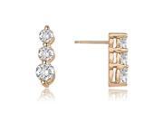 1.00 cttw. Three Stone Round Cut Diamond Earrings in 14K Rose Gold