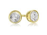 0.50 cttw. Round Cut Diamond Bezel Stud Earrings in 14K Yellow Gold