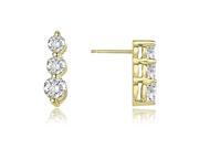1.00 cttw. Three Stone Round Cut Diamond Earrings in 14K Yellow Gold SI2 H I