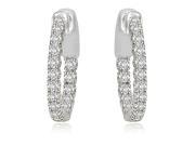 1.02 cttw. Round Cut Diamond Hoop Earrings in 18K White Gold VS2 G H