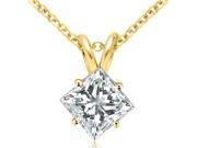 0.75 cttw. Princess Cut Diamond 4 Prong Basket Solitaire Pendant in 18K Yellow Gold VS2 G H