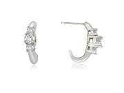 1.00 cttw. Round Cut Diamond Three Stone Earring in 18K White Gold