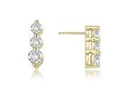1.00 cttw. Three Stone Round Cut Diamond Earrings in 18K Yellow Gold VS2 G H