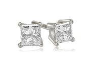 0.35 cttw. Princess Cut Diamond 4 Prong Basket Stud Earrings in 18K White Gold VS2 G H