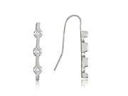 1.50 cttw. Fish Hook Back Three Stone Round Cut Diamond Earrings in 14K White Gold