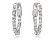 1.00 cttw. Round Cut Diamond Hoop Earrings in 14K White Gold VS2 G H