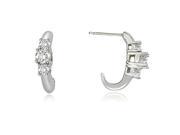 1.00 cttw. Round Cut Diamond Three Stone Earring in 14K White Gold VS2 G H