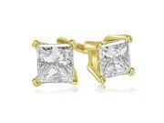 2.00 cttw. Princess Cut Diamond 4 Prong Basket Stud Earrings in 18K Yellow Gold SI2 H I