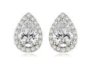 1.25 cttw. Halo Pear And Round Shape Diamond Earrings in Platinum