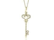 0.12 cttw. Classic Round Cut Diamond Skeleton Key Pedant in 14K Yellow Gold