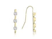 1.50 cttw. Fish Hook Back Three Stone Round Cut Diamond Earrings in 18K Yellow Gold SI2 H I
