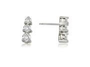 0.50 cttw. Three Stone Round Cut Diamond Earrings in 18K White Gold VS2 G H