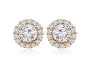 1.25 cttw. Round Cut Halo Diamond Earrings in 14K Rose Gold