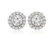1.25 cttw. Round Cut Halo Diamond Earrings in 14K White Gold SI2 H I