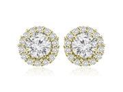 1.25 cttw. Round Cut Halo Diamond Earrings in 14K Yellow Gold SI2 H I