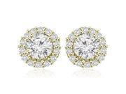 1.25 cttw. Round Cut Halo Diamond Earrings in 18K Yellow Gold SI2 H I