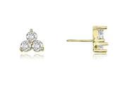 1.00 cttw. Round Cut Three Stone Cluster Diamond Earring in 14K Yellow Gold VS2 G H