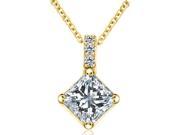 0.28 cttw. Round and Princess Cut Diamond 4 Prong Basket Solitaire Pendant in 18K Yellow Gold SI2 H I
