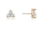 1.00 cttw. Round Cut Three Stone Cluster Diamond Earring in 14K Rose Gold VS2 G H