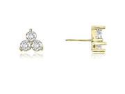 1.00 cttw. Round Cut Three Stone Cluster Diamond Earring in 18K Yellow Gold VS2 G H
