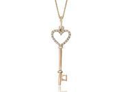 0.10 cttw. Classic Round Cut Diamond Heart Shaped Key Pendant in 14K Rose Gold