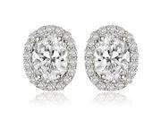 1.25 cttw. Oval And Round Shape Halo Diamond Earrings in Platinum SI2 H I