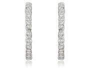 1.00 cttw. Round Cut Diamond Hoop Earrings in 18K White Gold VS2 G H