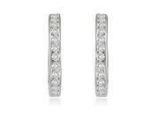 0.75 cttw. Round Cut Diamond Hoop Earrings in 18K White Gold SI2 H I