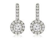 2.00 cttw. Halo Fish Hook Round Cut Diamond Earrings in Platinum SI2 H I