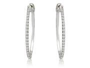 0.50 cttw. Round Cut Diamond Hoop Earrings in 18K White Gold VS2 G H