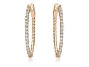 0.75 cttw. Round Cut Diamond Hoop Earrings in 14K Rose Gold