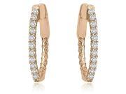 0.50 cttw. Round Cut Diamond Hoop Earrings in 14K Rose Gold VS2 G H