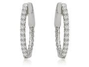 0.50 cttw. Round Cut Diamond Hoop Earrings in 14K White Gold VS2 G H