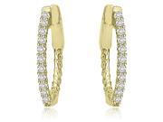 0.50 cttw. Round Cut Diamond Hoop Earrings in 14K Yellow Gold VS2 G H