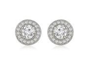 1.35 cttw. Halo Round Cut Diamond Earrings in 14K White Gold SI2 H I