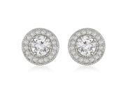 1.35 cttw. Halo Round Cut Diamond Earrings in 18K White Gold VS2 G H