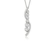 0.75 cttw. Straight Journey Round Cut Diamond Pendant in 18K White Gold SI2 H I