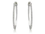 0.50 cttw. Round Cut Diamond Hoop Earrings in 14K White Gold VS2 G H