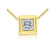 0.75 cttw. Princess Cut Diamond Bezel Solitaire Pendant in 14K Yellow Gold VS2 G H