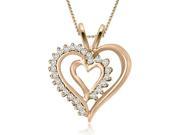 0.25 cttw. Round Cut Diamond Double Heart Shape Pendant in 14K Rose Gold VS2 G H