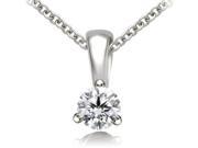 0.75 cttw. Round Cut Diamond 3 Prong Basket Solitaire Pendant in 14K White Gold VS2 G H