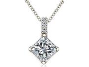 0.78 cttw. Round and Princess Cut Diamond 4 Prong Basket Solitaire Pendant in 18K White Gold VS2 G H