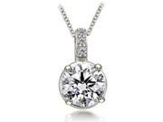 0.78 cttw. Round Cut Diamond 4 Prong Basket Solitaire Pendant in 14K White Gold VS2 G H