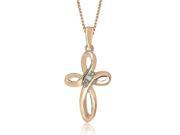 0.05 cttw. Classic Bow Infinity Cross Diamond Solitaire Pendant in 14K Rose Gold SI2 H I