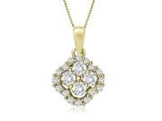 0.50 cttw. Round Cut Diamond Shape Halo Cluster Pendant in 14K Yellow Gold VS2 G H