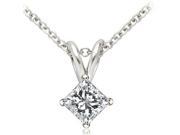 0.75 cttw. Princess Cut Diamond 4 Prong Basket Solitaire Pendant in Platinum SI2 H I