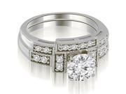 0.75 cttw. Antique Milgrain Round Diamond Bridal Set in 18K White Gold (SI2, H-I) 0.75 cttw. Antique Milgrain Round Diamond Bridal Set in 18K White Gold (SI2, H-I)