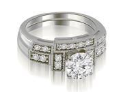 1.30 cttw. Antique Milgrain Round Diamond Bridal Set in 14K White Gold (SI2, H-I) 1.30 cttw. Antique Milgrain Round Diamond Bridal Set in 14K White Gold (SI2, H-I)