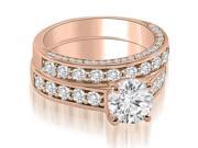 1.18 cttw. Antique Cathedral Round Cut Diamond Bridal Set in 18K Rose Gold (SI2, H-I) 1.18 cttw. Antique Cathedral Round Cut Diamond Bridal Set in 18K Rose Gold (SI2, H-I)