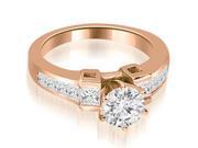 1.75 cttw. Channel Diamond Princess and Round Engagement Ring in 18K Rose Gold (VS2, G-H) 1.75 cttw. Channel Diamond Princess and Round Engagement Ring in 18K Rose Gold (VS2, G-H)